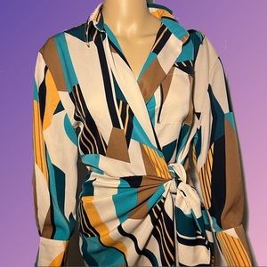 Crossover Geoprint Dress, Women’s Size M